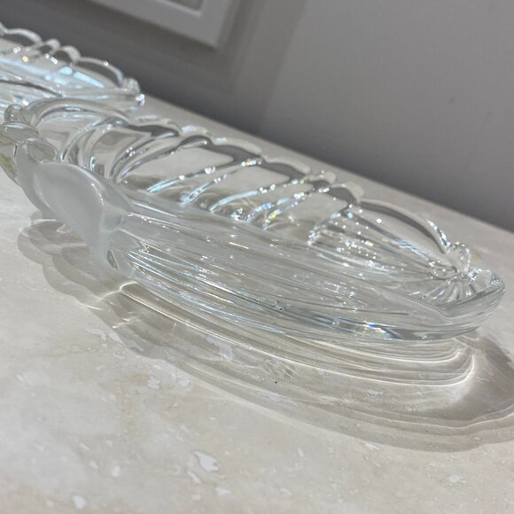 Vintage Walther Glass Shell Dessert Serving Plate Set, Mikasa Nautica Frost - Picture 4 of 12